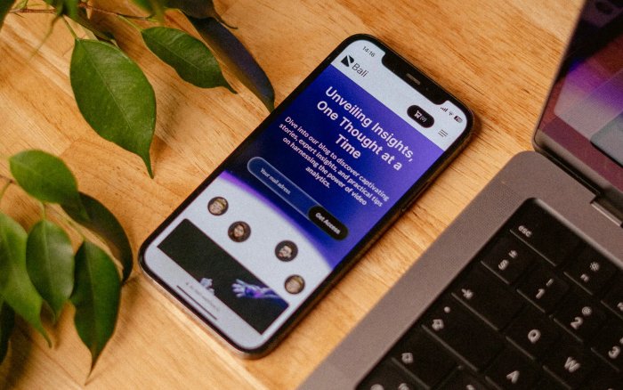 Person using a business website on a phone