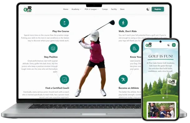 Pine Lake Junior Golf Academy website preview