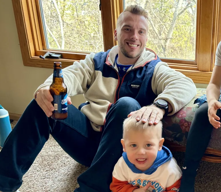 Clayton with son